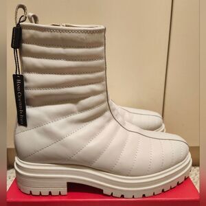 NWT Napoleoni Ivory Quilted Italian Leather Lug Sole Boots Sz.10/40 Ret.$395